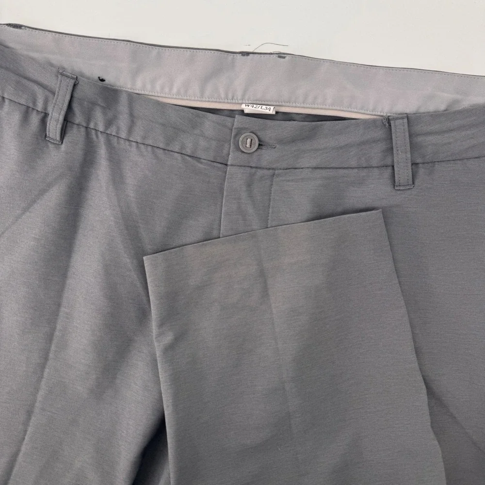 FootJoy Golf Pants Men 42x34 Gray Performance Stretch Flat Front Trousers 9267